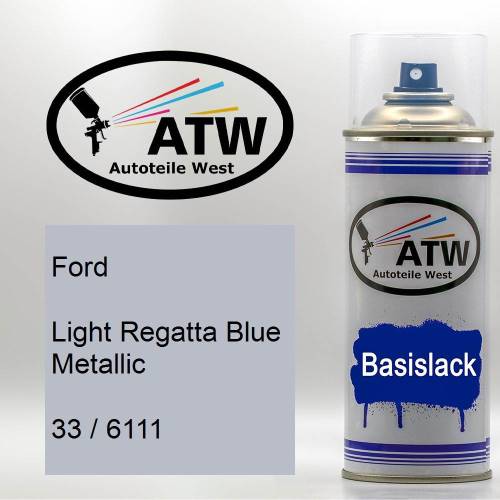 Ford, Light Regatta Blue Metallic, 33 / 6111: 400ml Sprühdose, von ATW Autoteile West.